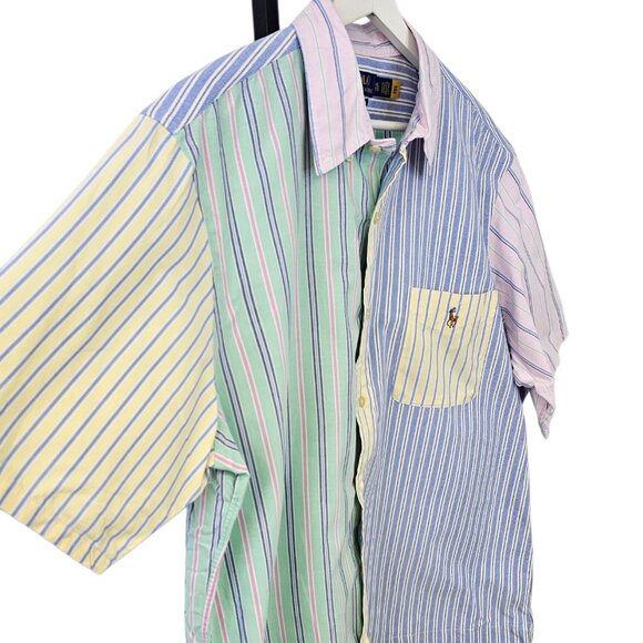Polo Ralph Lauren Mens Classic Fit,Color Block, Stripe, Button Down SS, Size XL - Picture 2 of 7